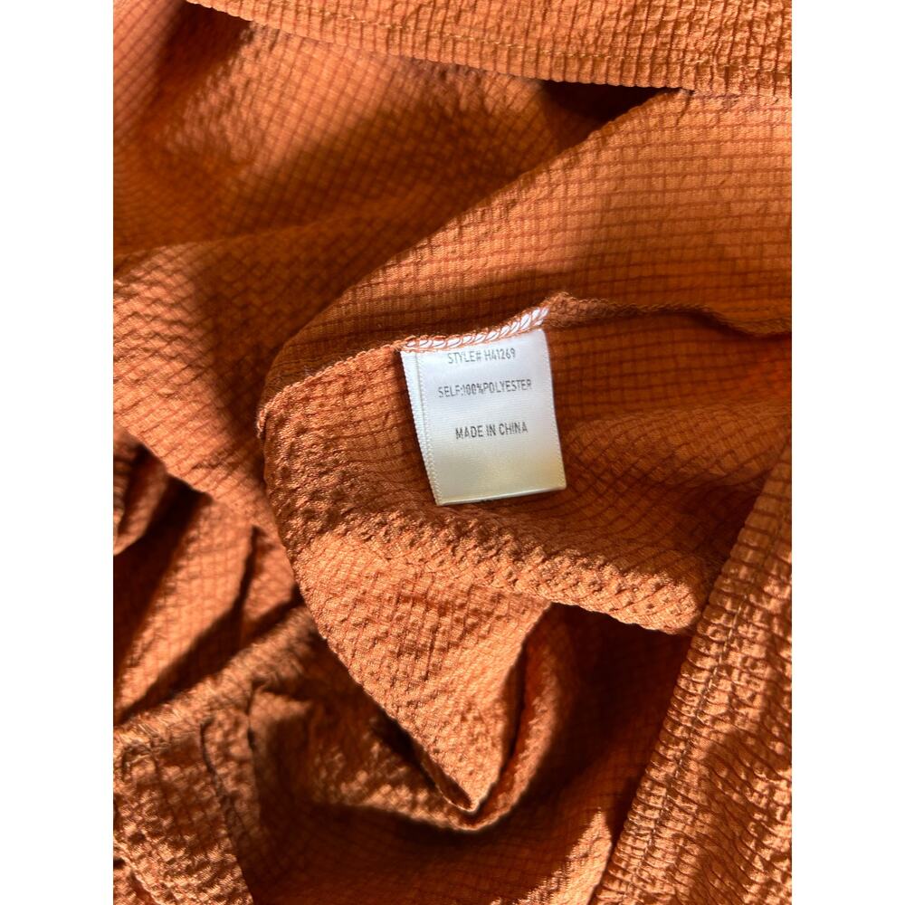 NWT Jodifl XL Rust Textured Peplum Blouse Scallop Trim Puff Sleeve Top - Picture 9 of 9